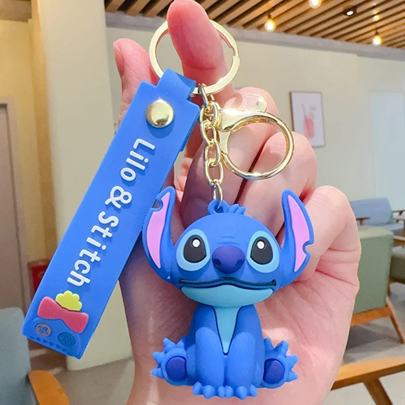Anime Disney Keychain New Mickey Mouse Minnie Lilo & Stitch Doll Keyring Ornament Key Chain Car Pendant Kid Toys Gifts Wholesale