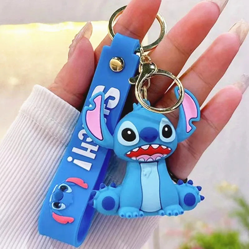 Anime Disney Keychain New Mickey Mouse Minnie Lilo & Stitch Doll Keyring Ornament Key Chain Car Pendant Kid Toys Gifts Wholesale