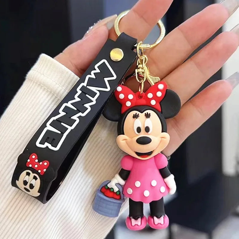 Anime Disney Keychain New Mickey Mouse Minnie Lilo & Stitch Doll Keyring Ornament Key Chain Car Pendant Kid Toys Gifts Wholesale