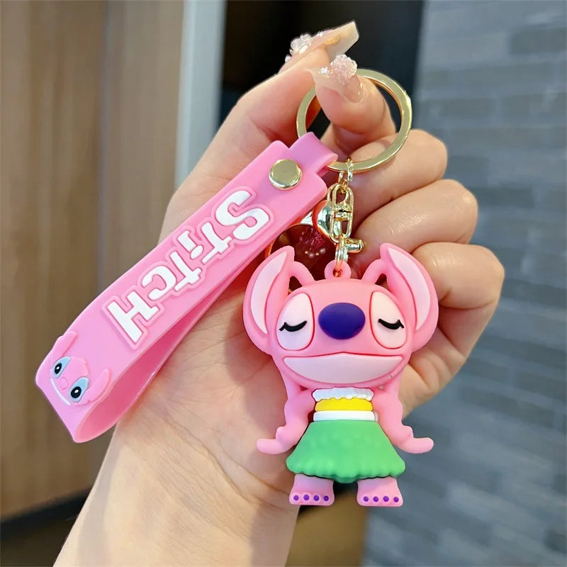 Anime Disney Keychain New Mickey Mouse Minnie Lilo & Stitch Doll Keyring Ornament Key Chain Car Pendant Kid Toys Gifts Wholesale