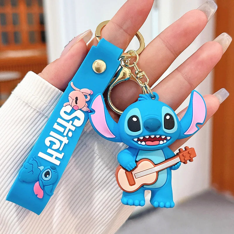 Anime Disney Keychain New Mickey Mouse Minnie Lilo & Stitch Doll Keyring Ornament Key Chain Car Pendant Kid Toys Gifts Wholesale