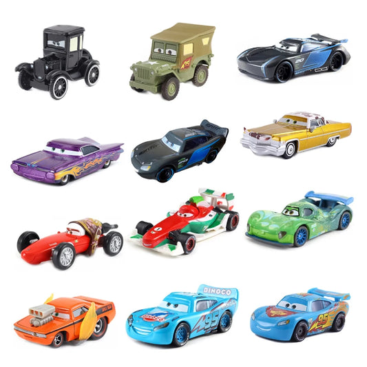 Disney Cars Racing Car Toys Litchi Granny Lightning McQueen Oil boss Storm Jackson Alloy Racing 1：55 Metal Model Kids Gifts